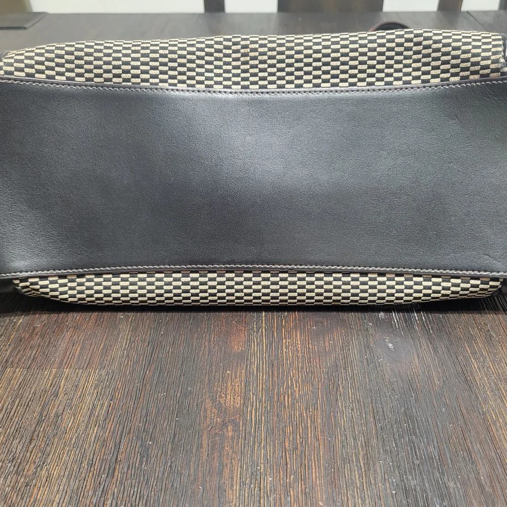 Coach Black and‎ Tan Checkered Shoulder Bag